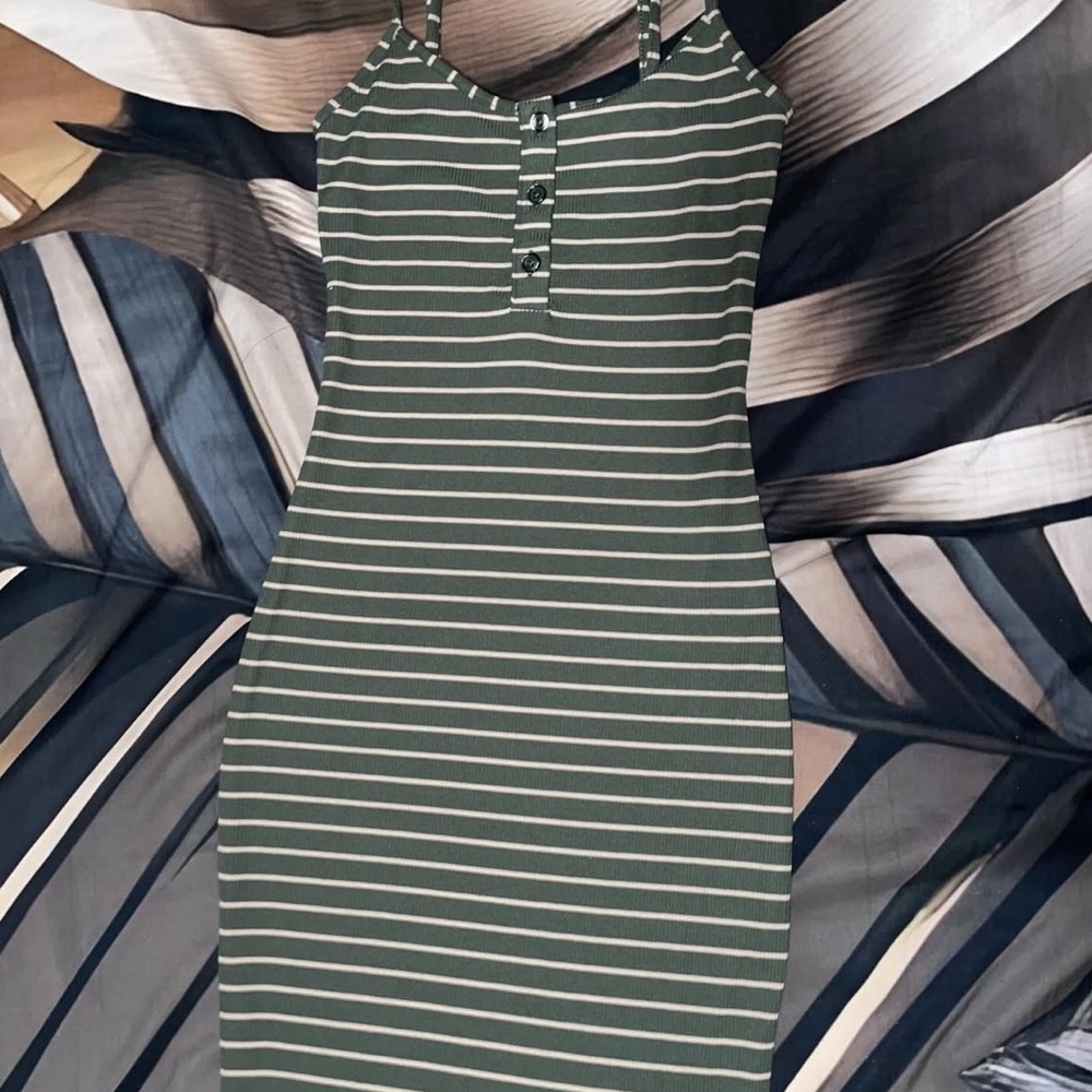 Striped Green and White Women's Dress